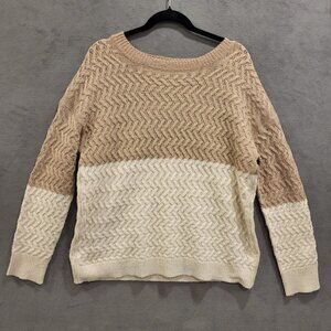 Cozy Casual Basketweave Sweater Womens Large‎ Pullover Fisherman Cozy Warm